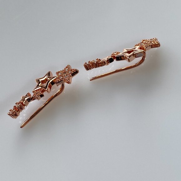 Rose Gold Shooting Stars Climber Earrings - Picture 3 of 10